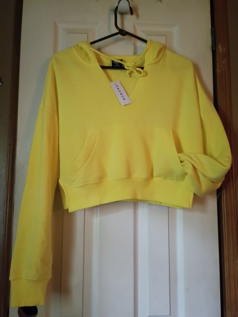 PacSun Bright Yellow Cropped Hoodie Sweatshirt